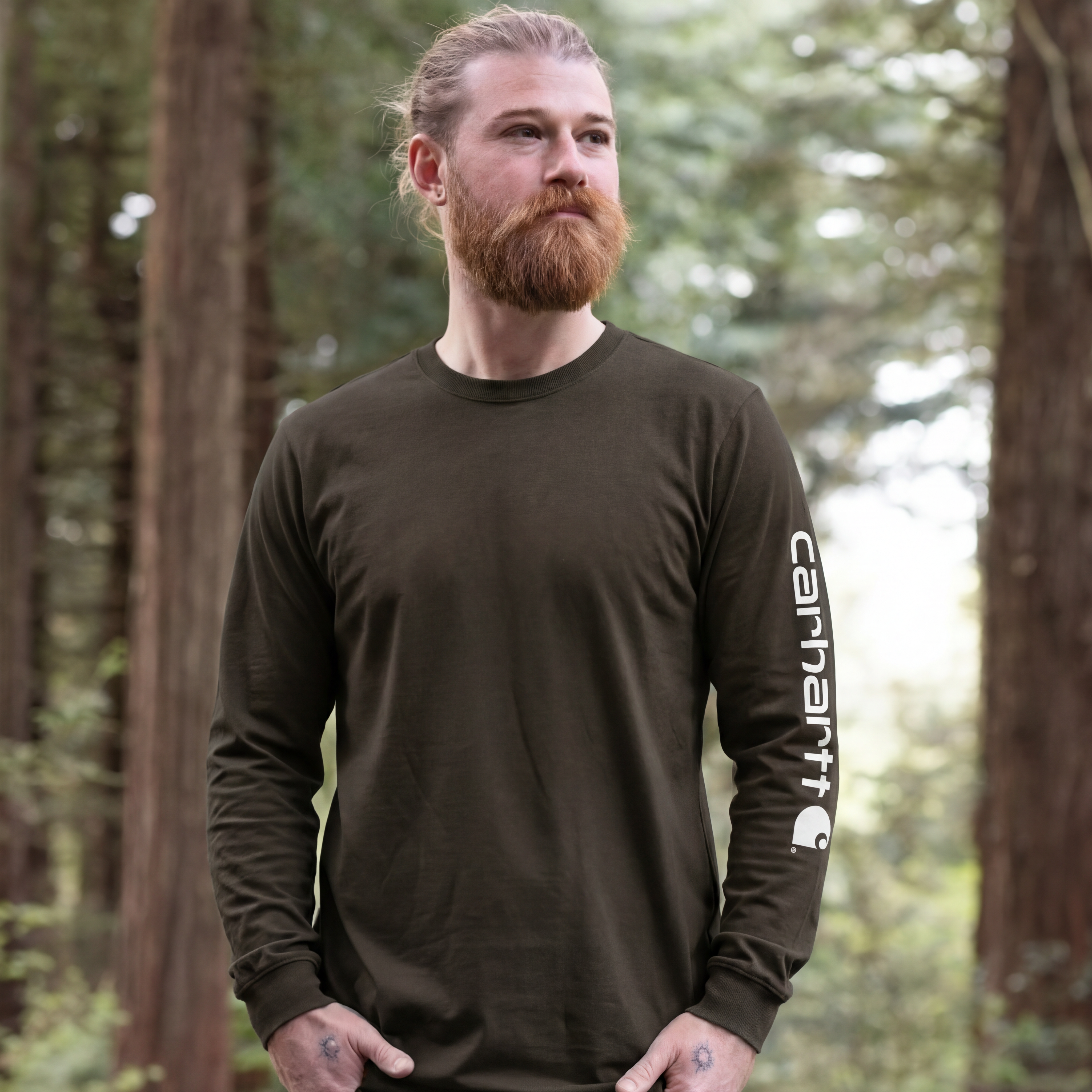 Relaxed Fit Heavyweight Long-Sleeve Logo Sleeve Graphic T-Shirt