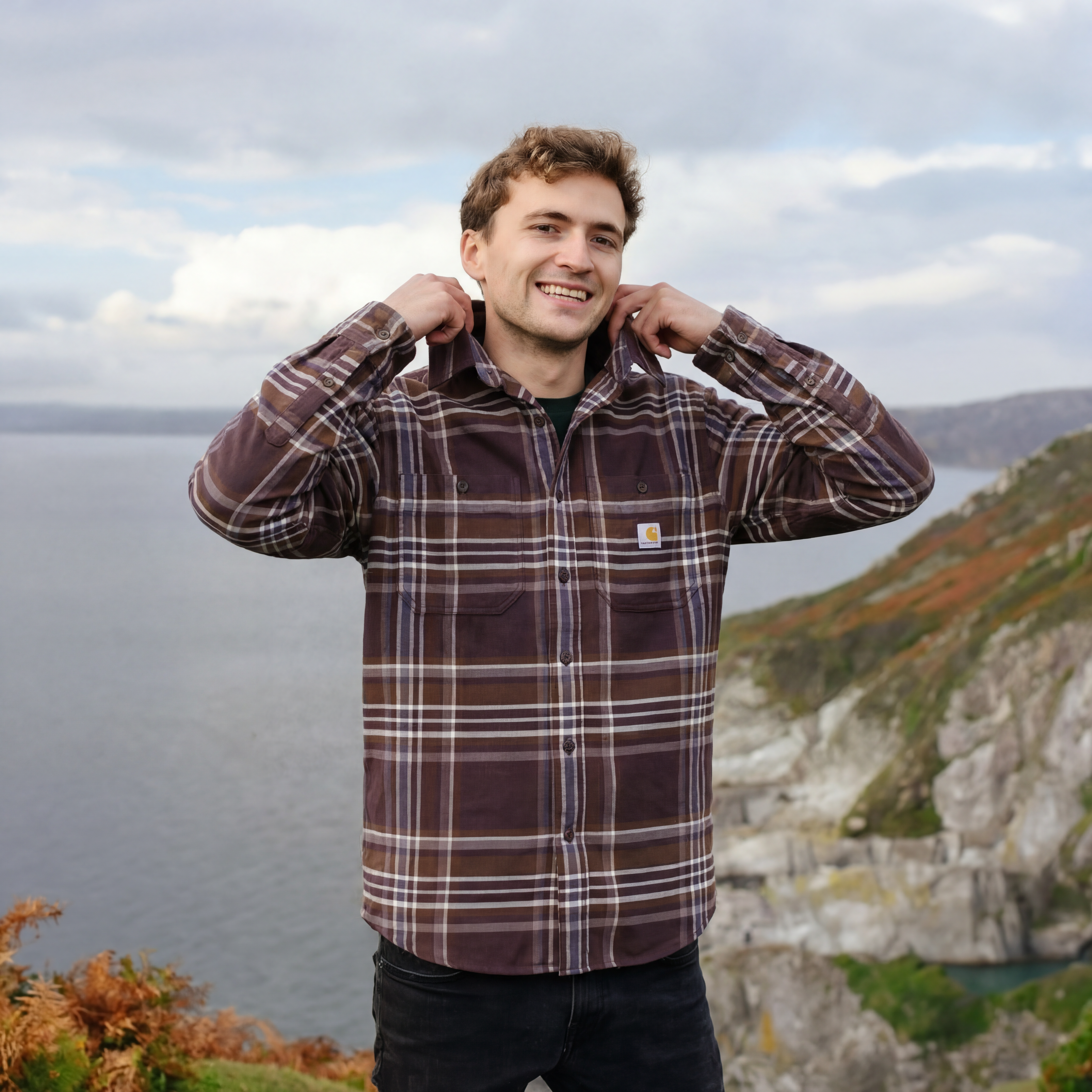 Rugged Flex Relaxed Fit Midweight Flannel Long-Sleeve Plaid Shirt