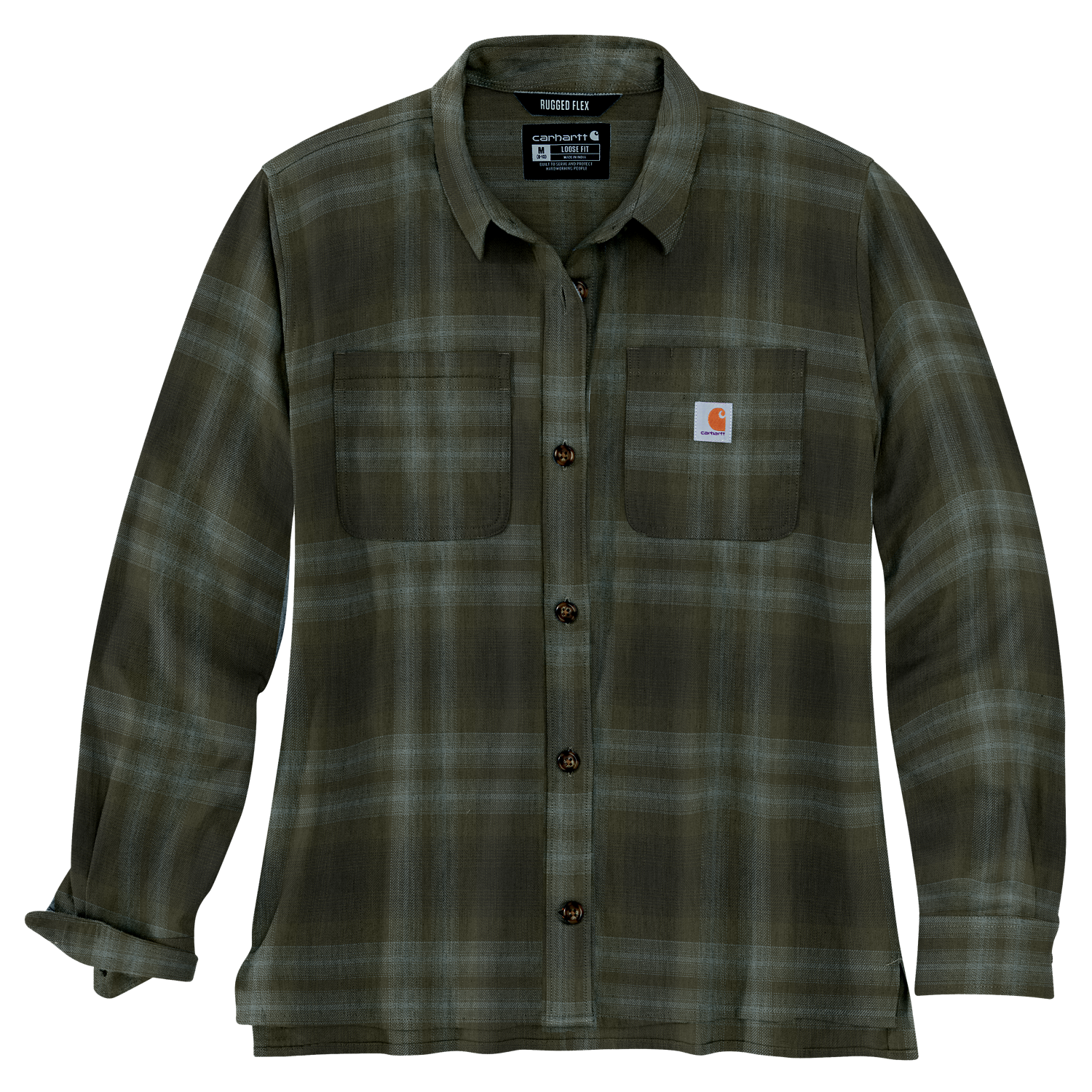 Product image for Rugged Flex? Loose Fit Midweight Flannel Long-Sleeve Plaid Shirt