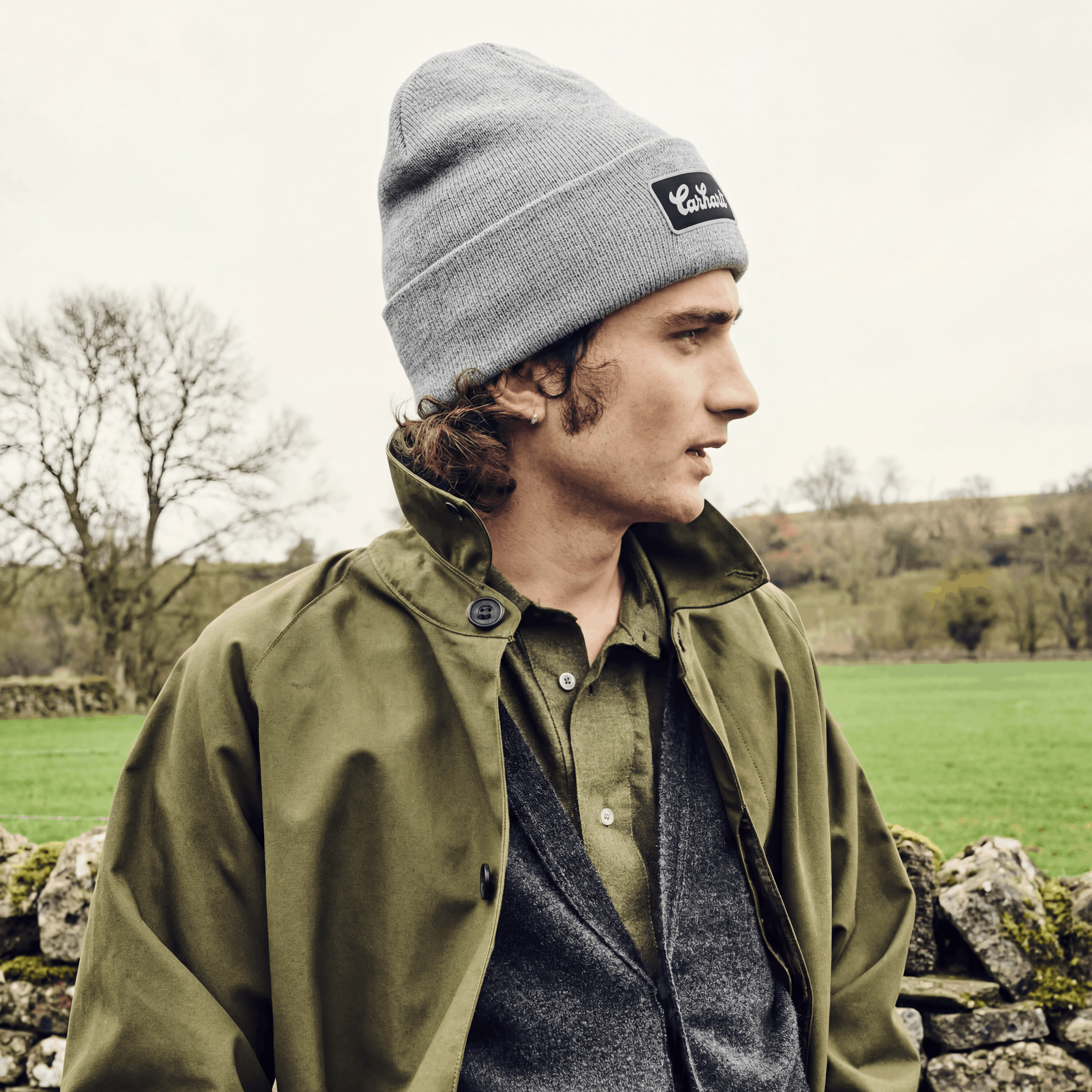 Knit Cuffed Script Patch Beanie