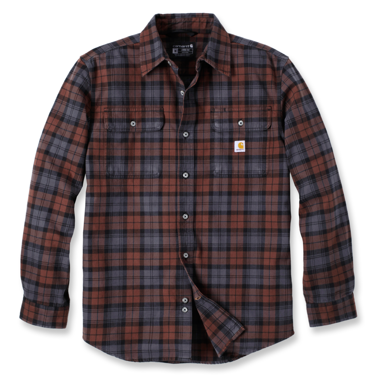 Product image for Loose Fit Heavyweight Flannel Long-Sleeve Plaid Shirt