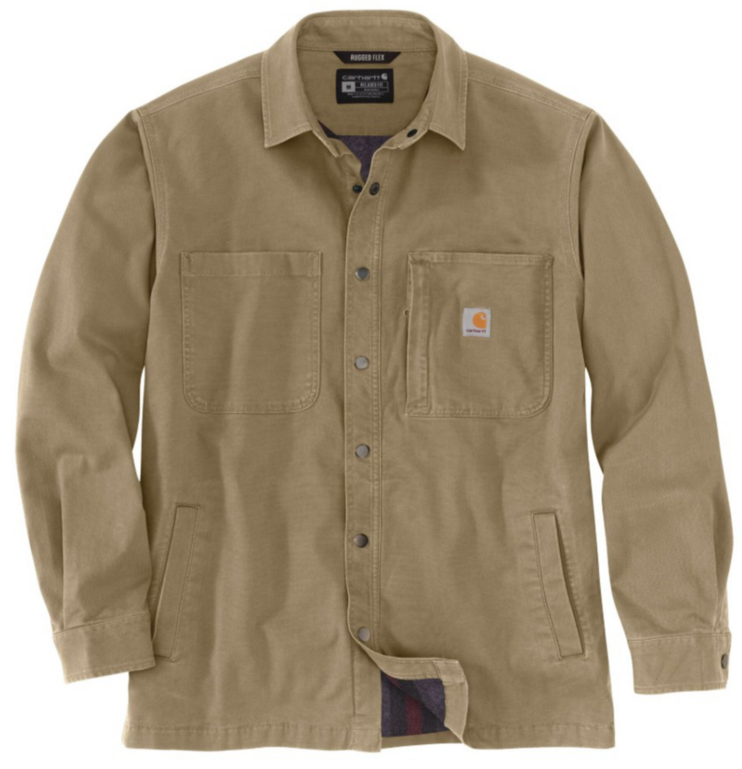 Product image for Rugged Flex? Relaxed Fit Canvas Fleece-Lined Snap-Front Shirt Jac