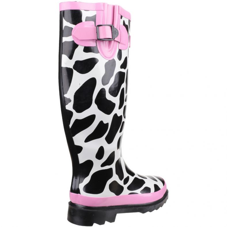 cow print rain boots