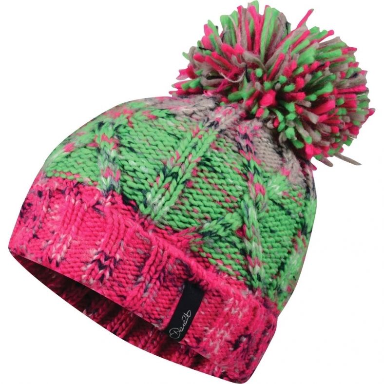 ladies green bobble hat