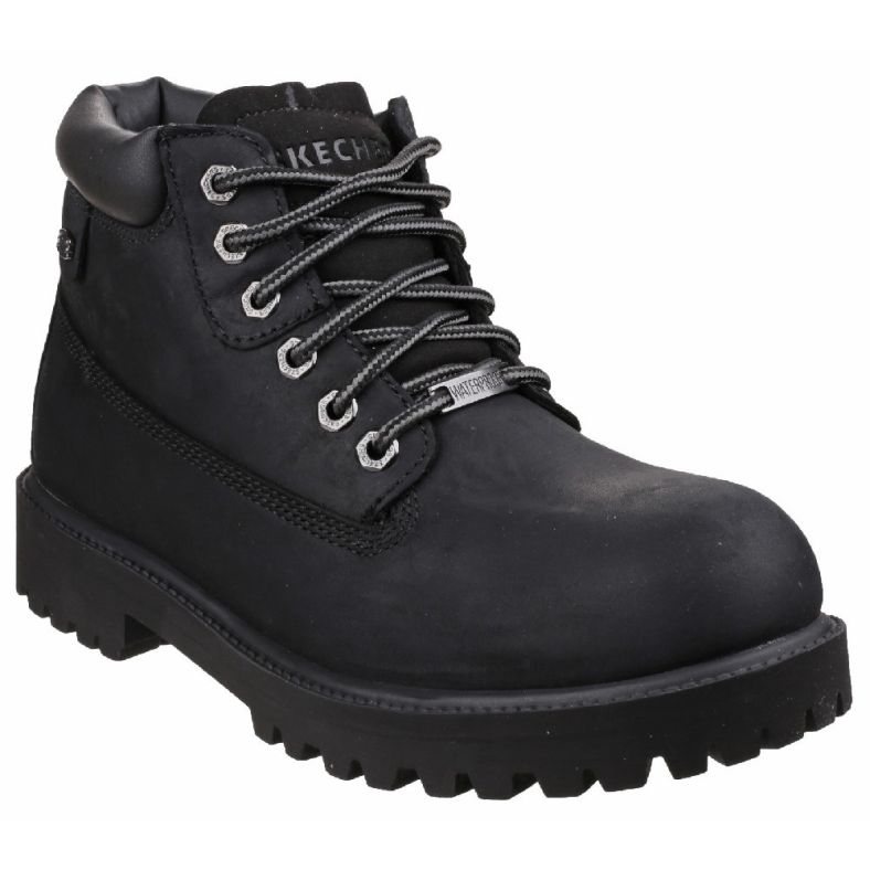 Skechers Mens Sergeants Verdict Waterproof Leather Walking Boots Black ...