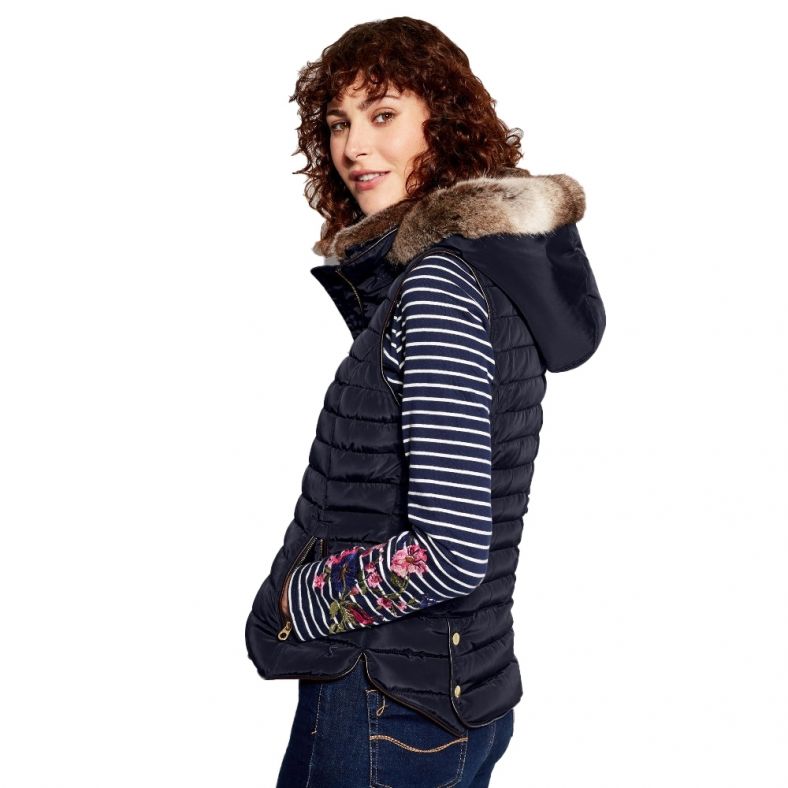 ladies padded gilet with hood