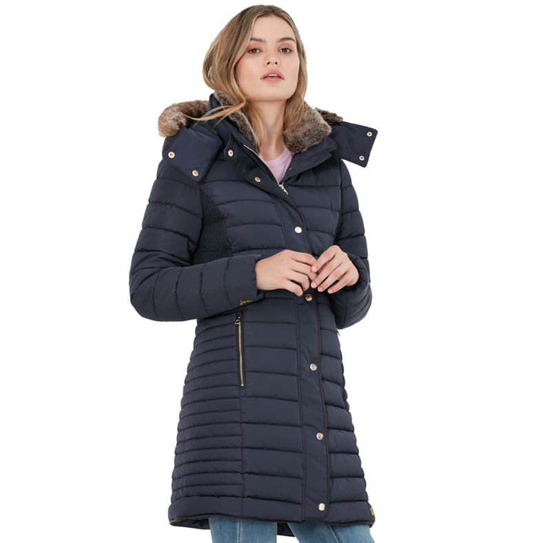 Joules Womens Cherington Padded Quilted Longline Coat | Outdoor Look