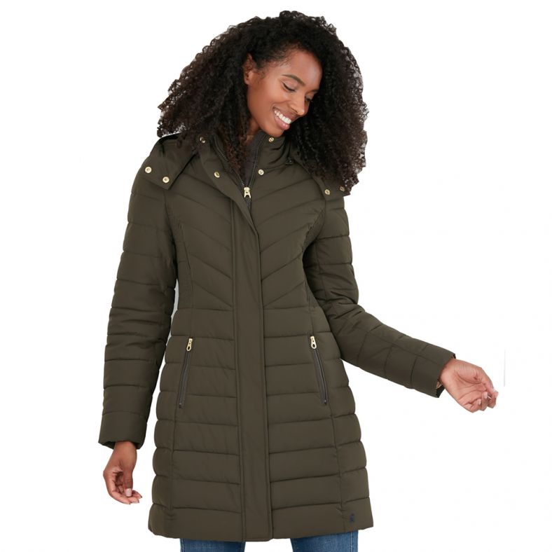 Joules Dartwell Womens Padded Longline Coat With Hood 216247