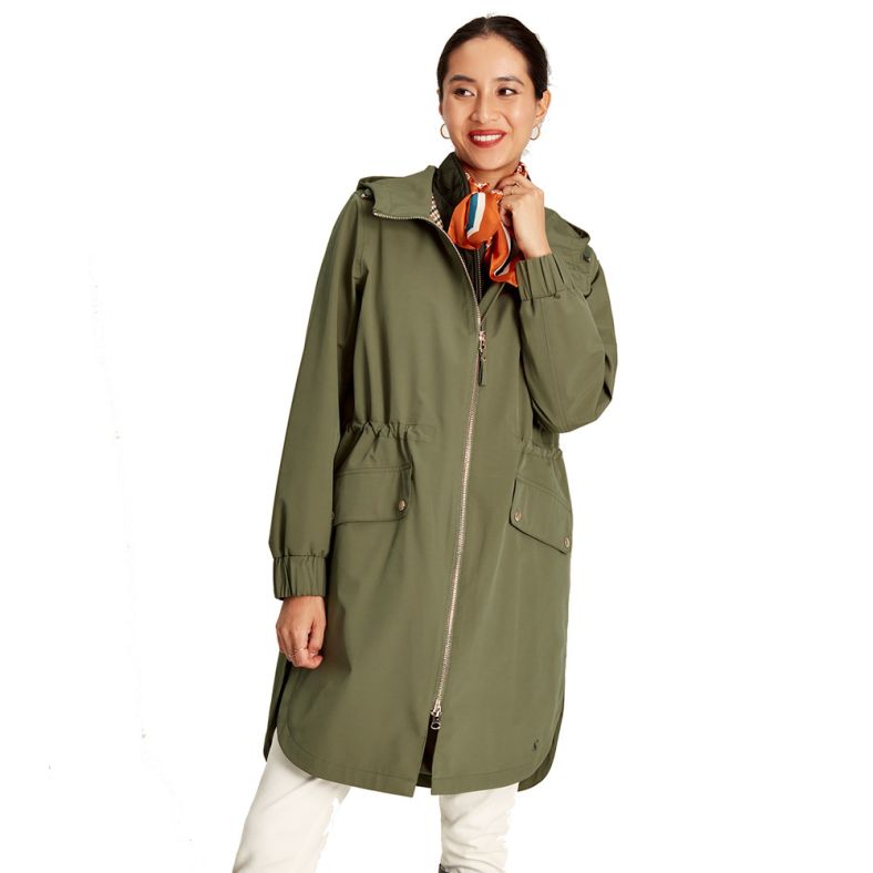 Joules Womens Elmfield Longline Zip Parka Waterproof Coat Outdoor Look