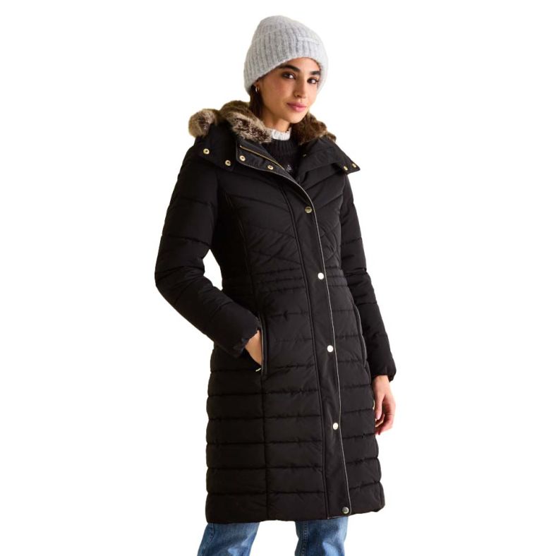 Joules Womens Cherington Showerproof Longline Padded Coat Outdoor Look