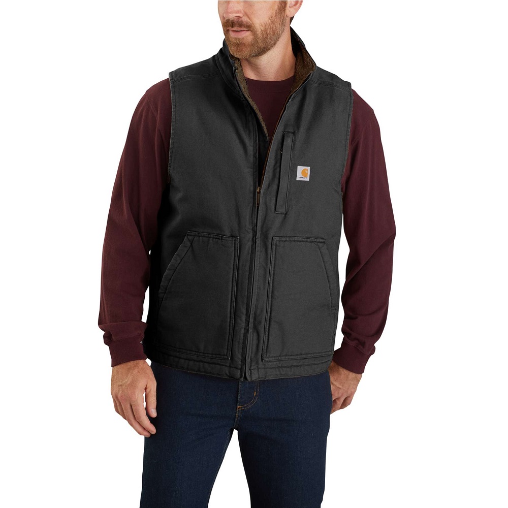 Carhartt Mens Washed Duck Soft Lined Mock Neck Vest Outdoor Look