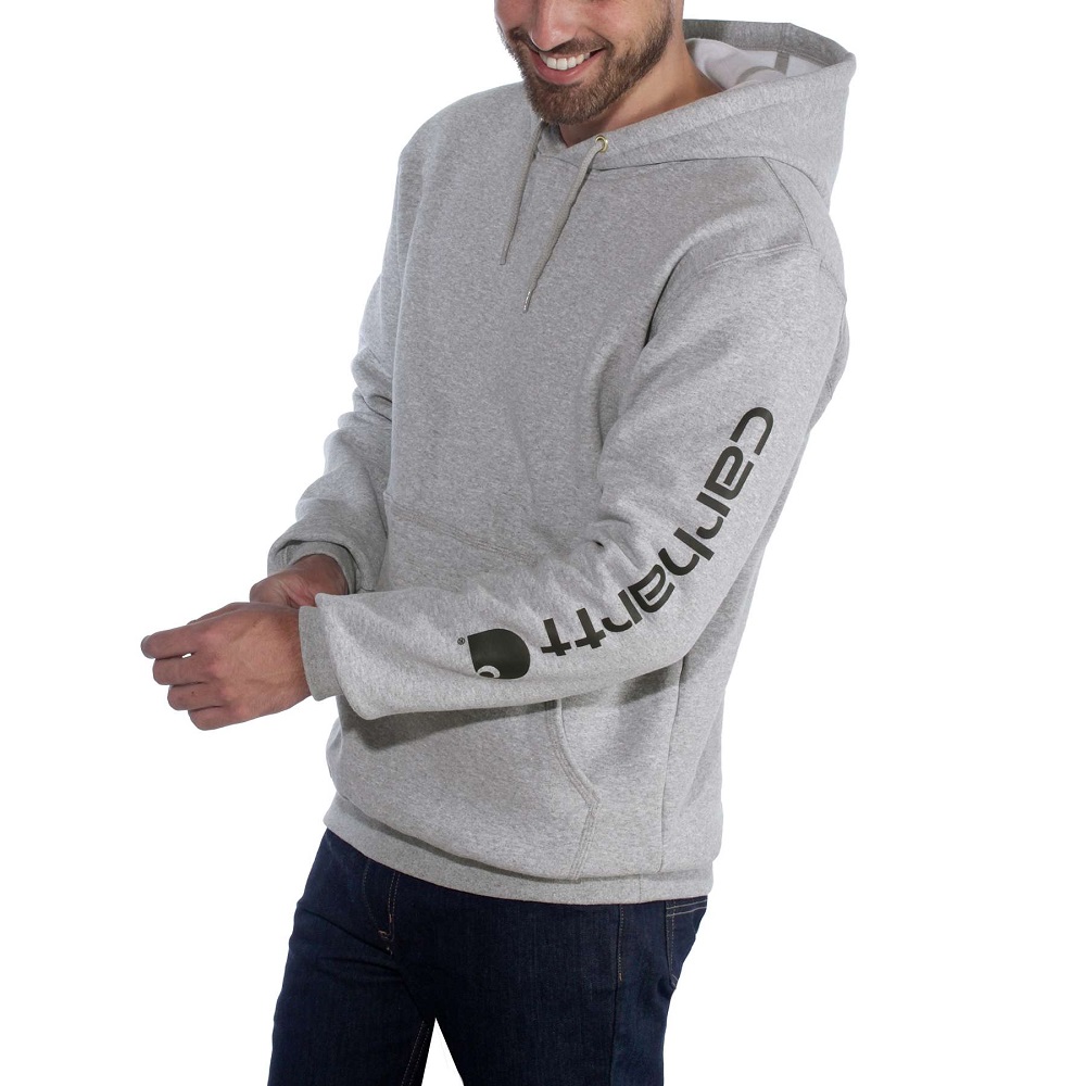 Carhartt Mens Polycotton Stretchable Sleeve Logo Hooded Sweatshirt Top Outdoor Look