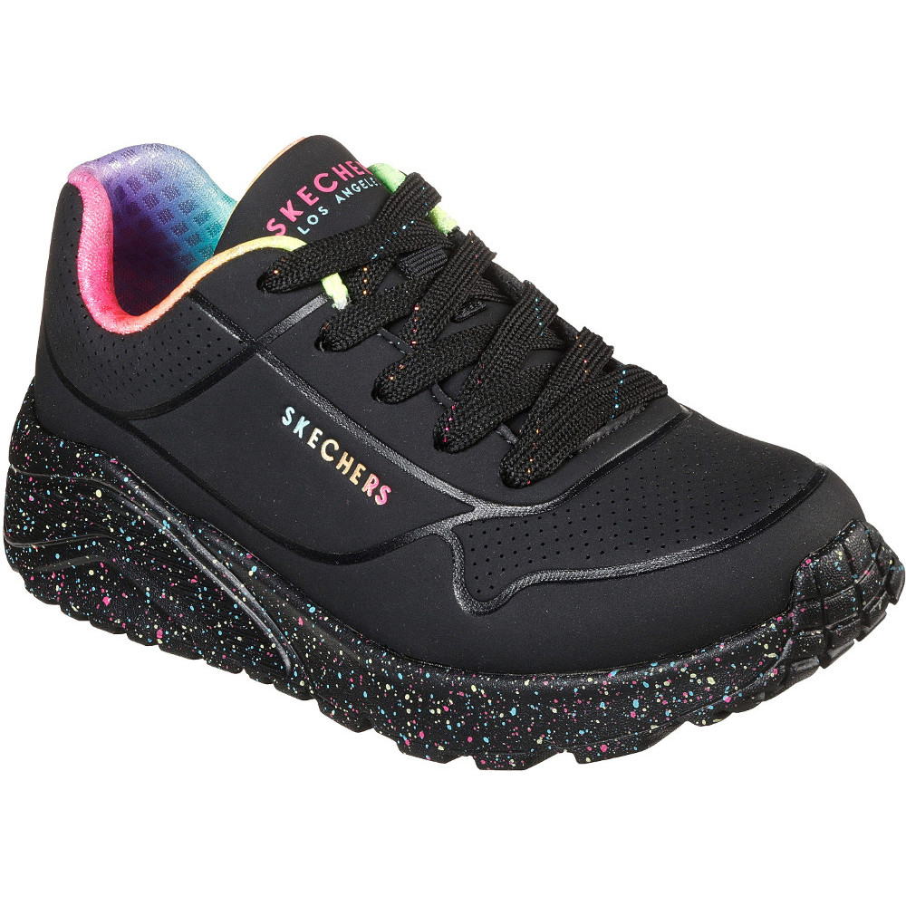 black skechers with rainbow laces